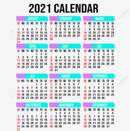 PSD Calendarios de Bolsillo Gratis 2021 Rosa y Aguamarina