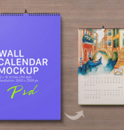 Calendarios PSD Gratis de Pared Maqueta Vertical